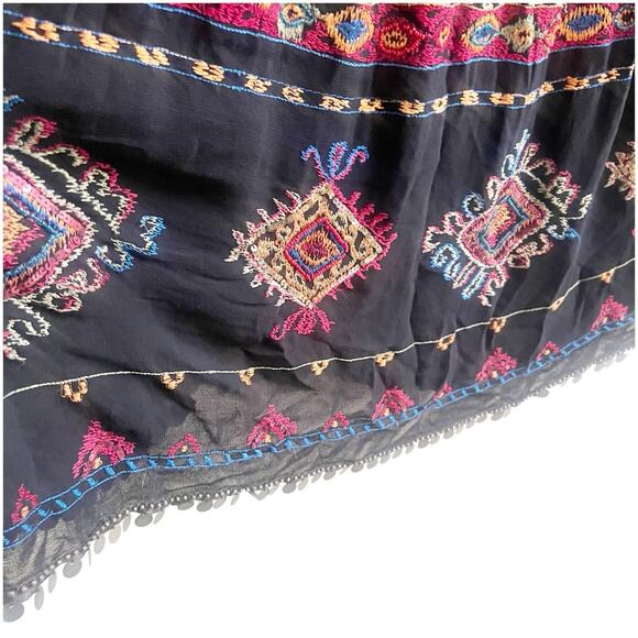 Chico's Black and Multicolor Embroidered Midi Skirt - Picture 3 of 16